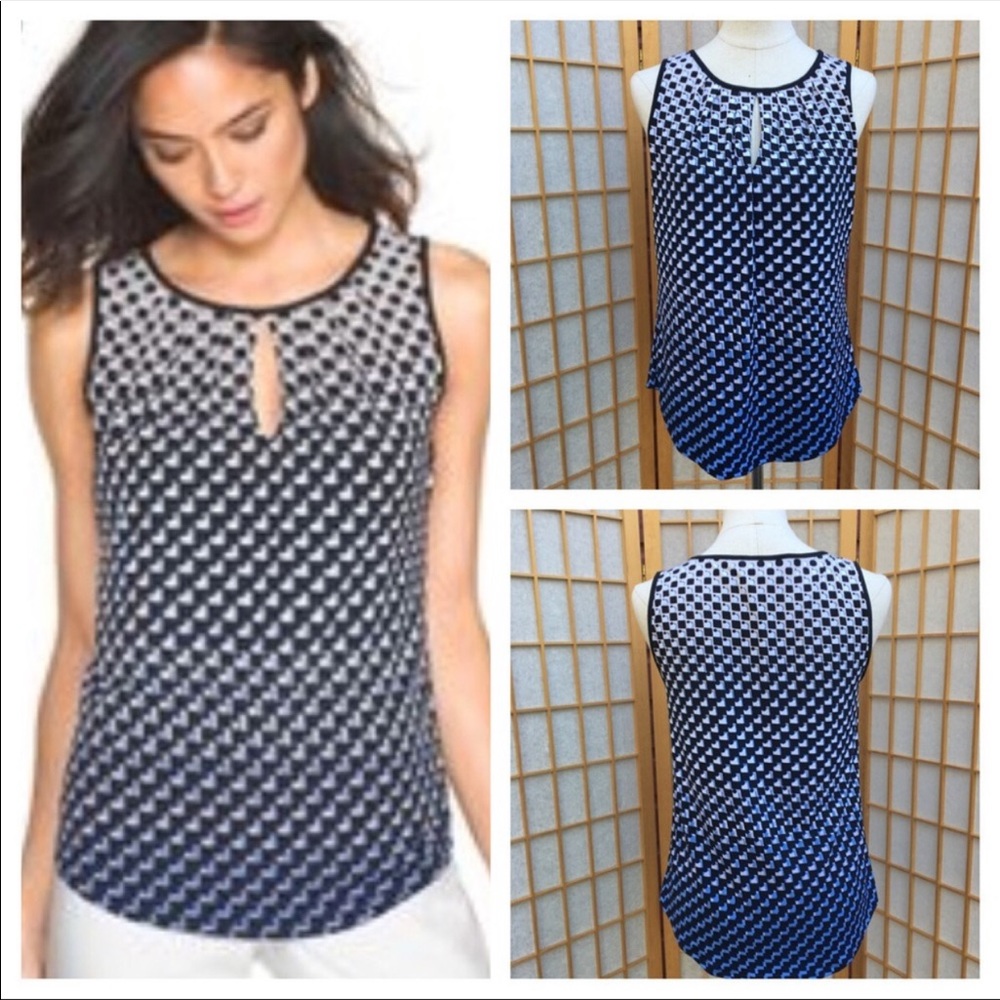 WHBM Sleeveless Stretch Print Top SZ S